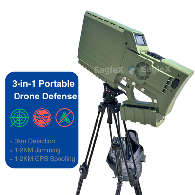 Χεριόχρηστο GPS Spoofing Drone Jammer με ανίχνευση και παρεμβολή, φορητό μηχάνημα άμυνας Drone 3 σε 1 φορητό μηχάνημα FPV Drone Jammer